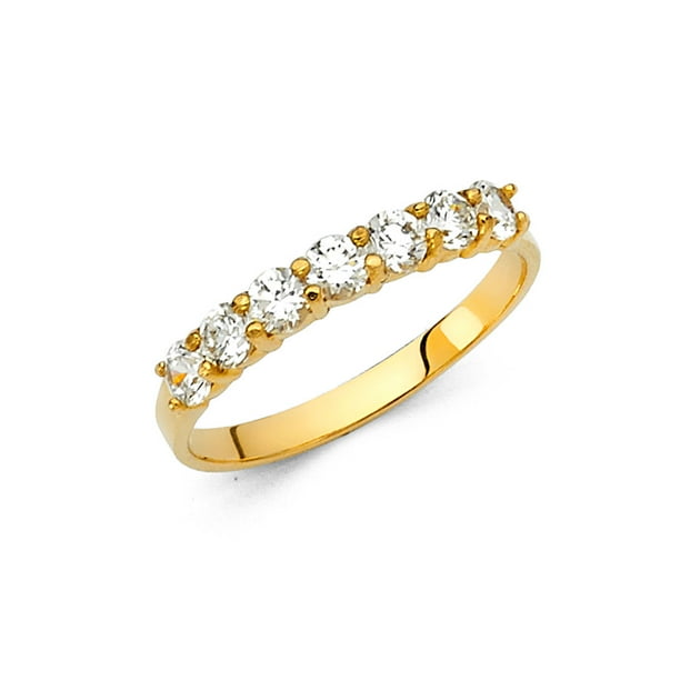 14k Yellow Gold Seven Stone CZ Wedding Band Anniversary CZ Engagement Band Bridal 7 CZ Ring Size 7 14k Yellow Gold Seven Stone CZ Wedding Band Anniversary CZ Engagement Band Bridal 7 CZ Ring Size 7